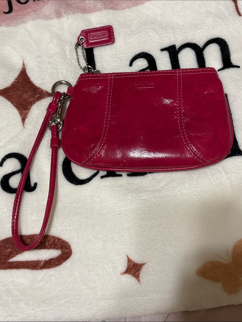 Coach Hot Pink Patent Leather Wristlet